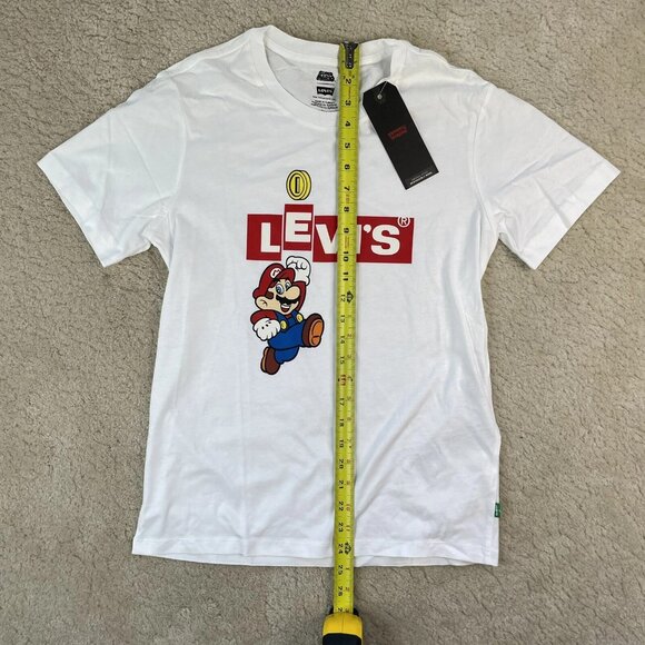 [XS] SUPER MARIO x LEVIS Collab Logo GRAPHIC T-Shirt Nintendo Jump Coin White - Picture 5 of 10